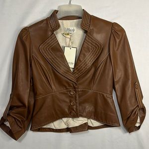 Temperley London Cropped Leather Jacket Size 6. Beautiful!